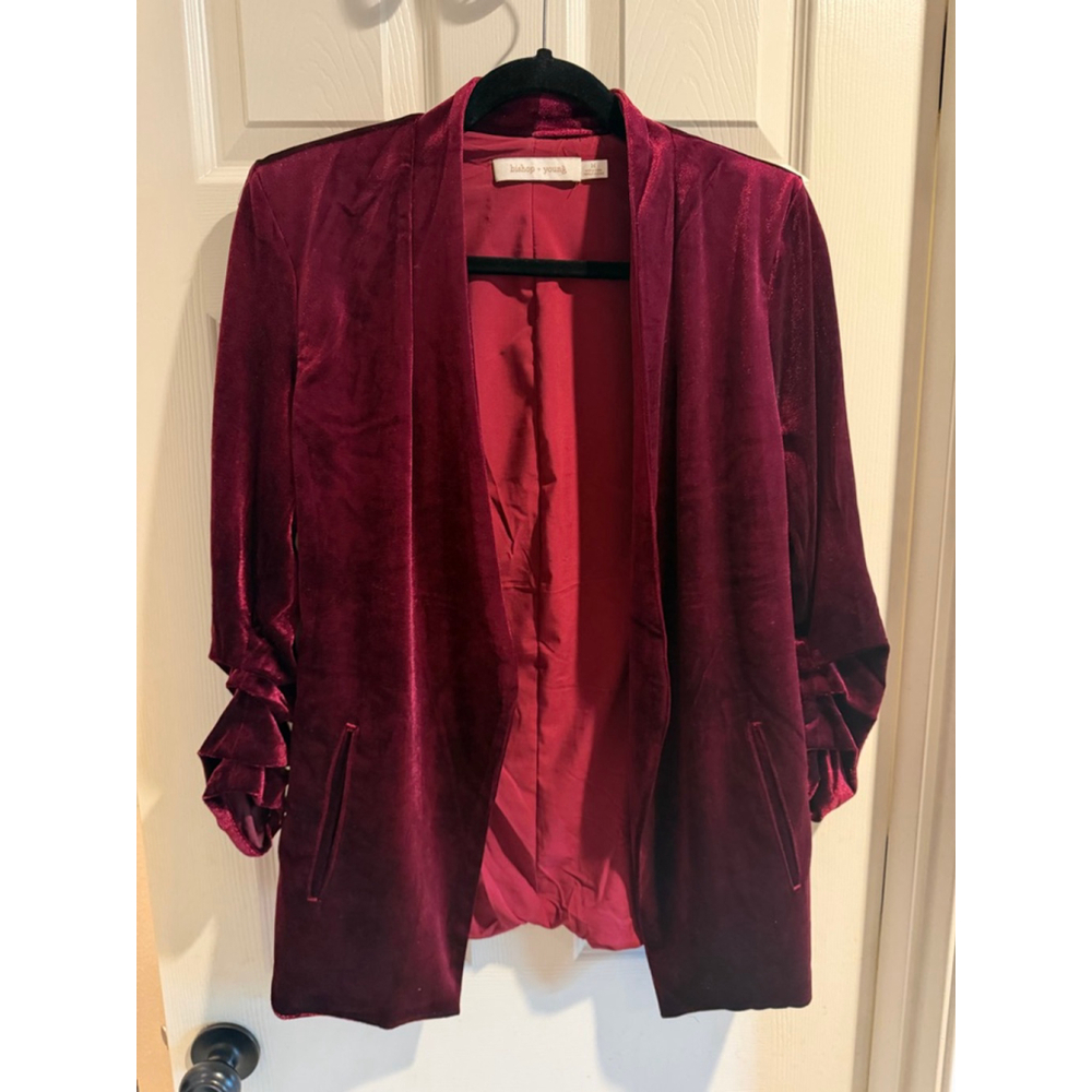 Women's Bishop + Young Burgundy Velvet Blazer M - Picture 1 of 3